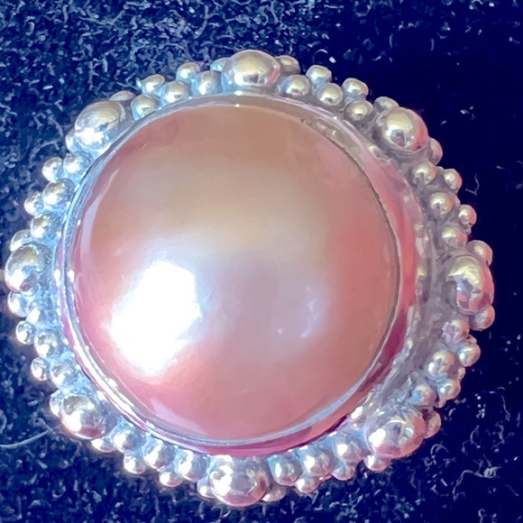 Stephen Dweck Mabe Pearl Ring SS Sz 7 Signed 925 Has 1 Minor Crack Still Gour!! - Picture 5 of 16